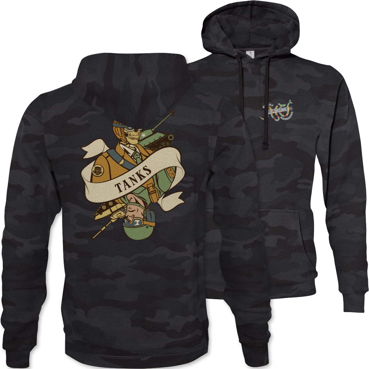 Tanks Death Card Camouflage Hoodie