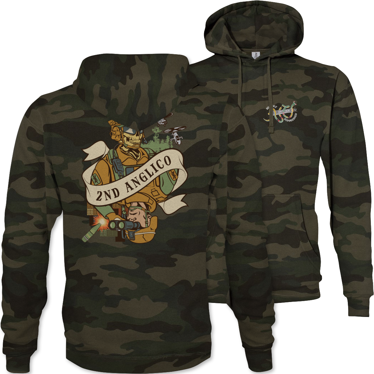 2nd ANGLICO Death Card Camouflage Hoodie