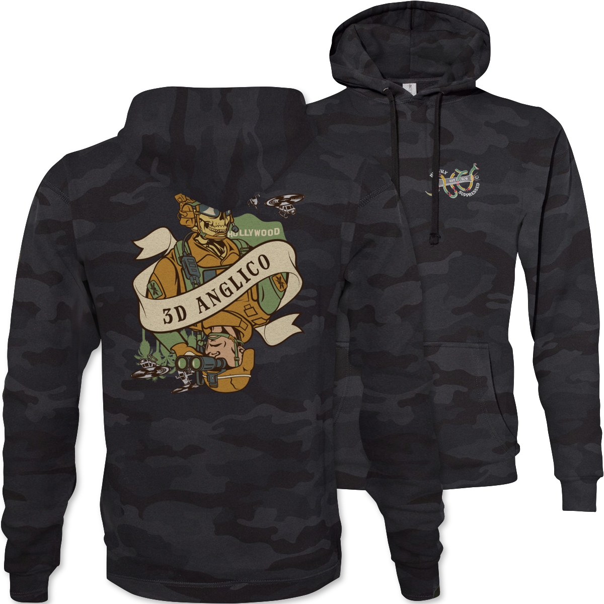 3rd ANGLICO Death Card Camouflage Hoodie