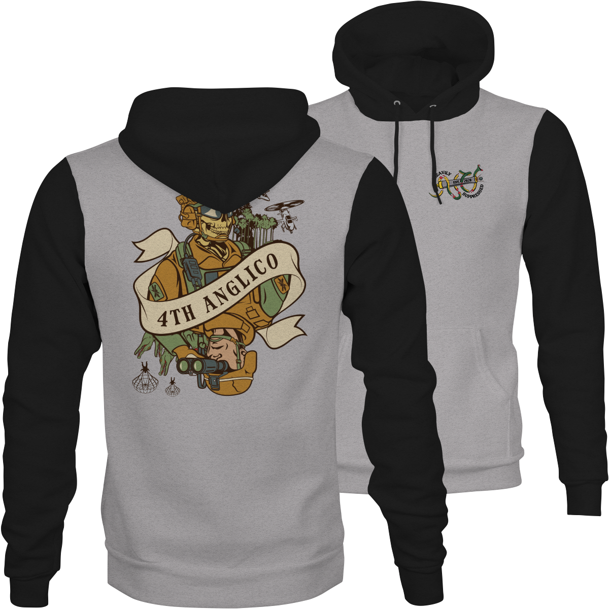 4th ANGLICO Death Card Camouflage Hoodie