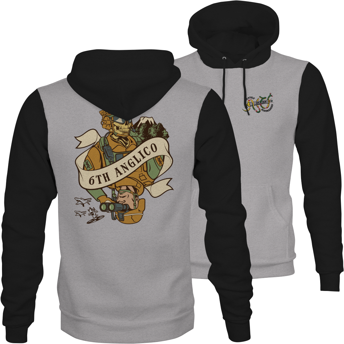 6th ANGLICO Death Card Camouflage Hoodie