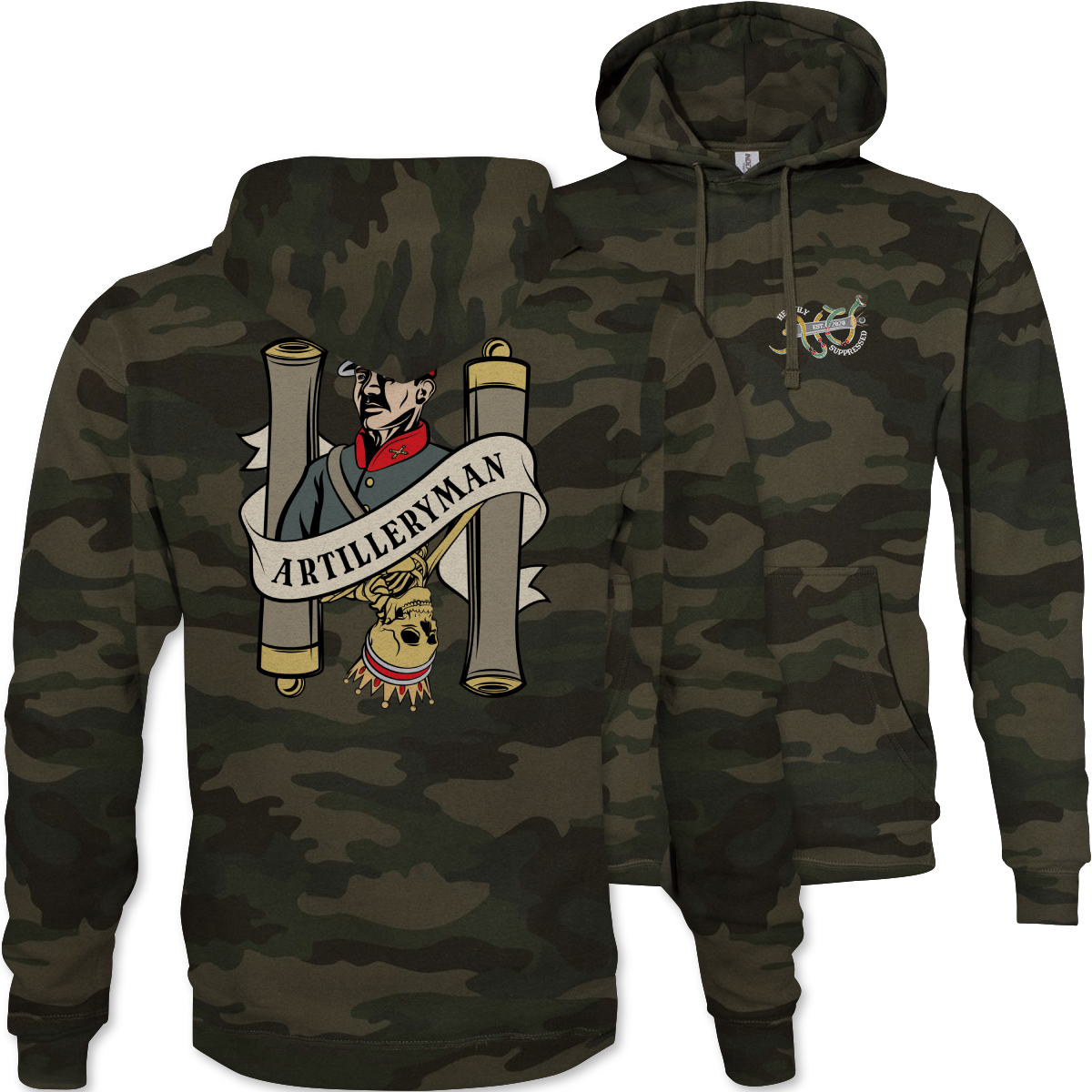 Artilleryman Death Card Camouflage Hoodie