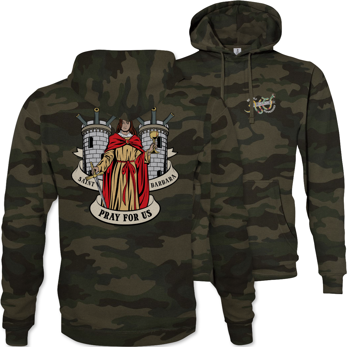 Saint Barbara Death Card Camouflage Hoodie