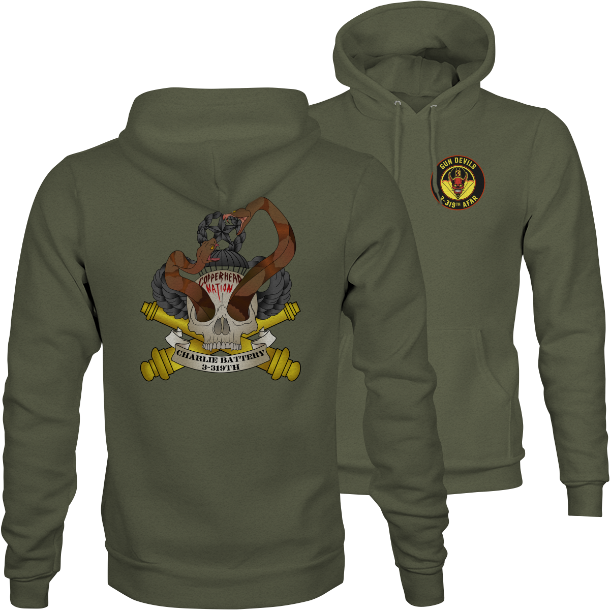 Charlie Battery 3-319 AFAR Hoodie - custom unit artillery hoodie