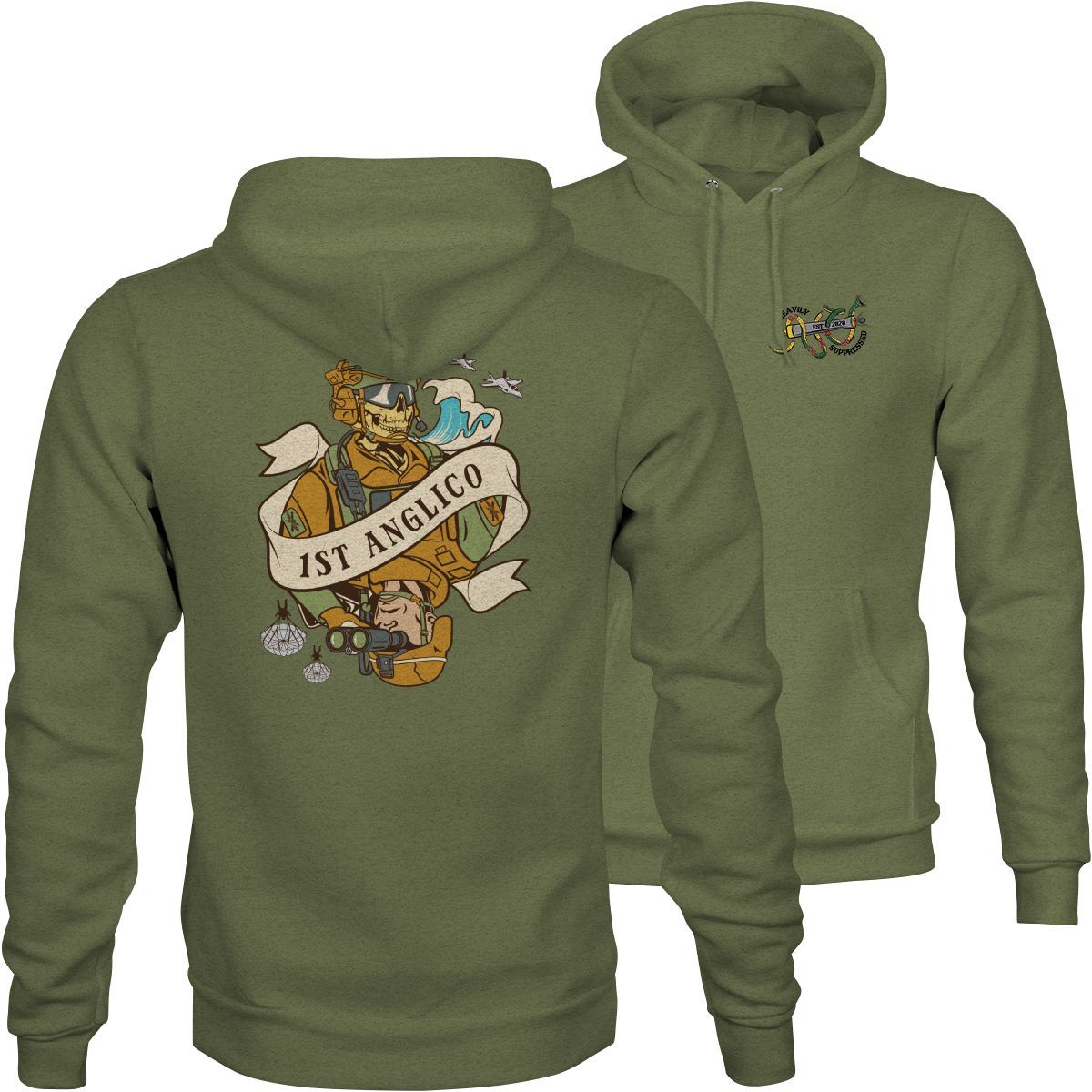 1st ANGLICO Death Card Hoodie - fire support artillery hoodie