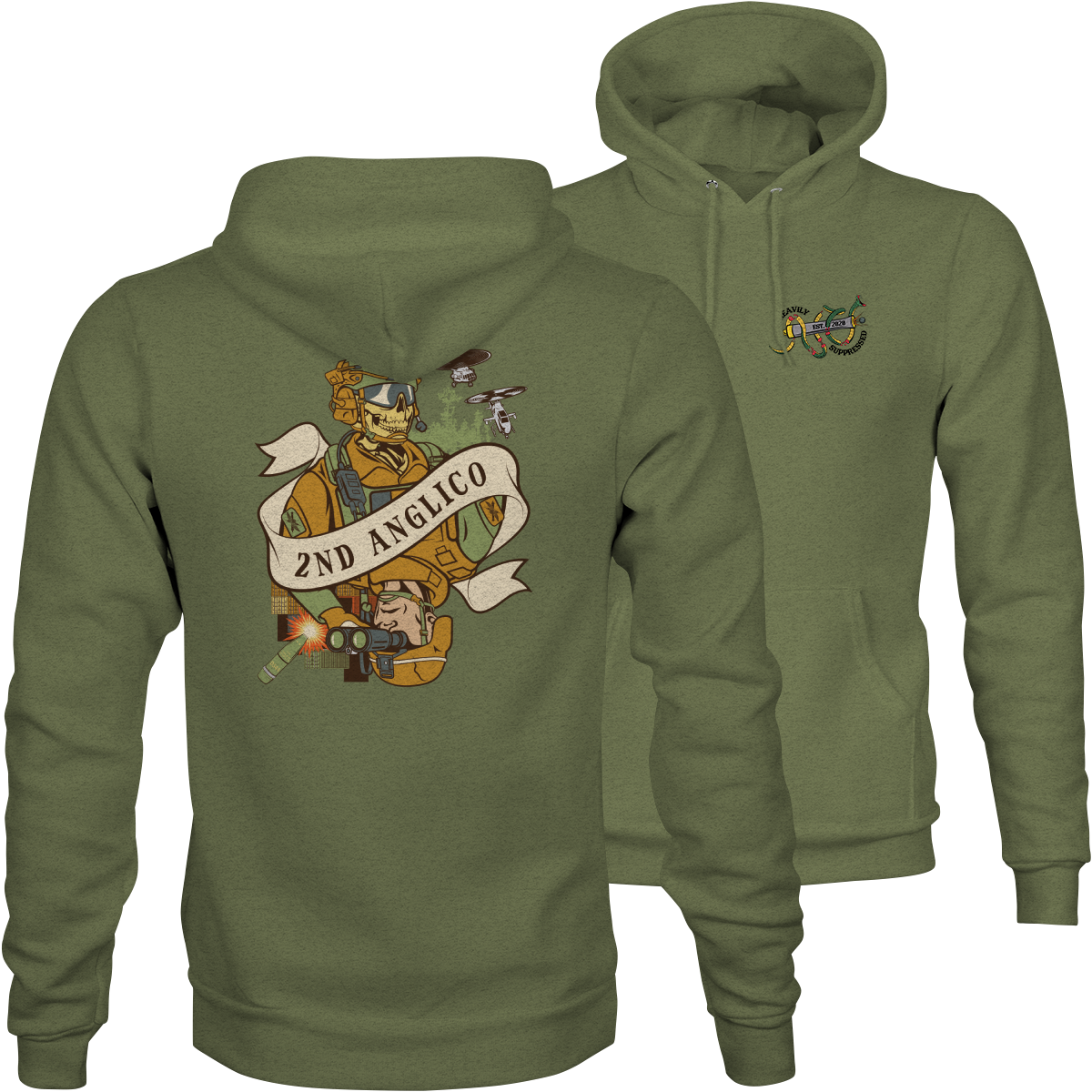 2nd ANGLICO Death Card Hoodie - fire support artillery hoodie