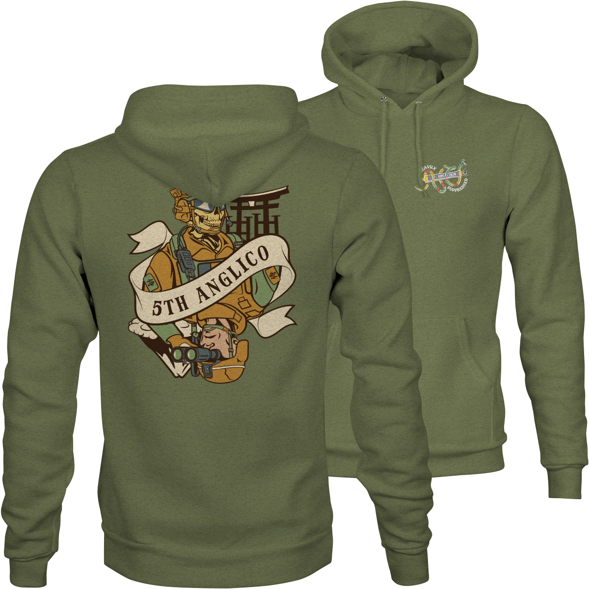 5th ANGLICO Death Card Hoodie - fire support artillery hoodie
