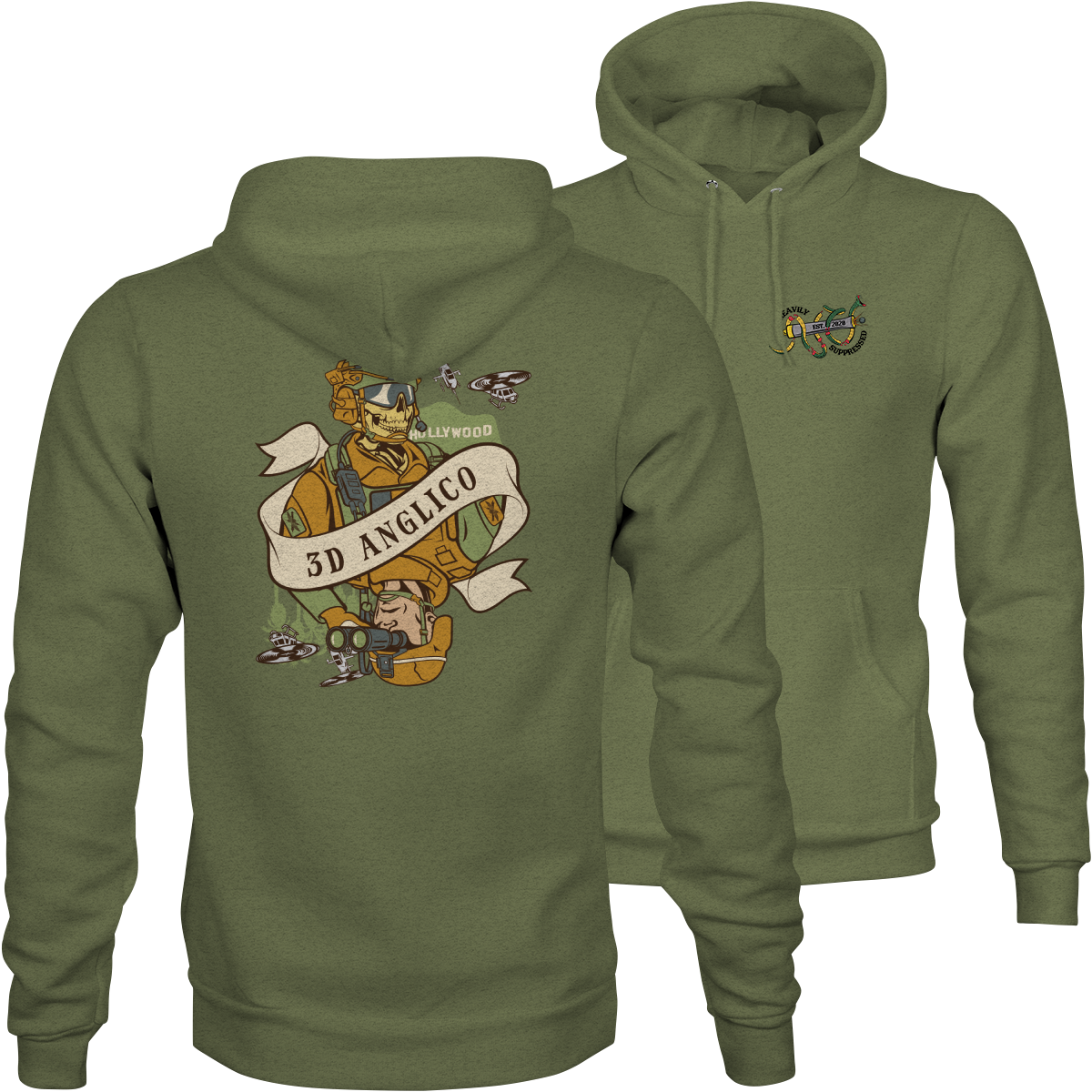 3d ANGLICO Death Card Hoodie - fire support artillery hoodie