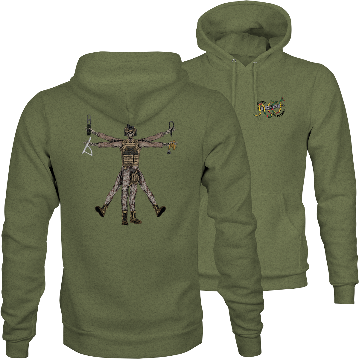 Vitruvian Artilleryman Hoodie - classic art artillery hoodie
