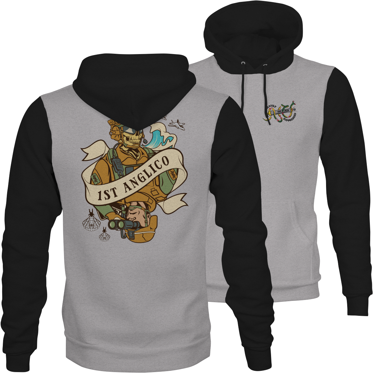 1st ANGLICO Death Card Camouflage Hoodie
