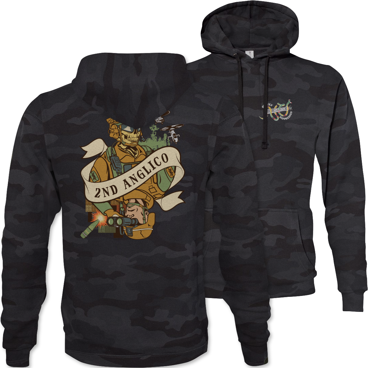 2nd ANGLICO Death Card Camouflage Hoodie