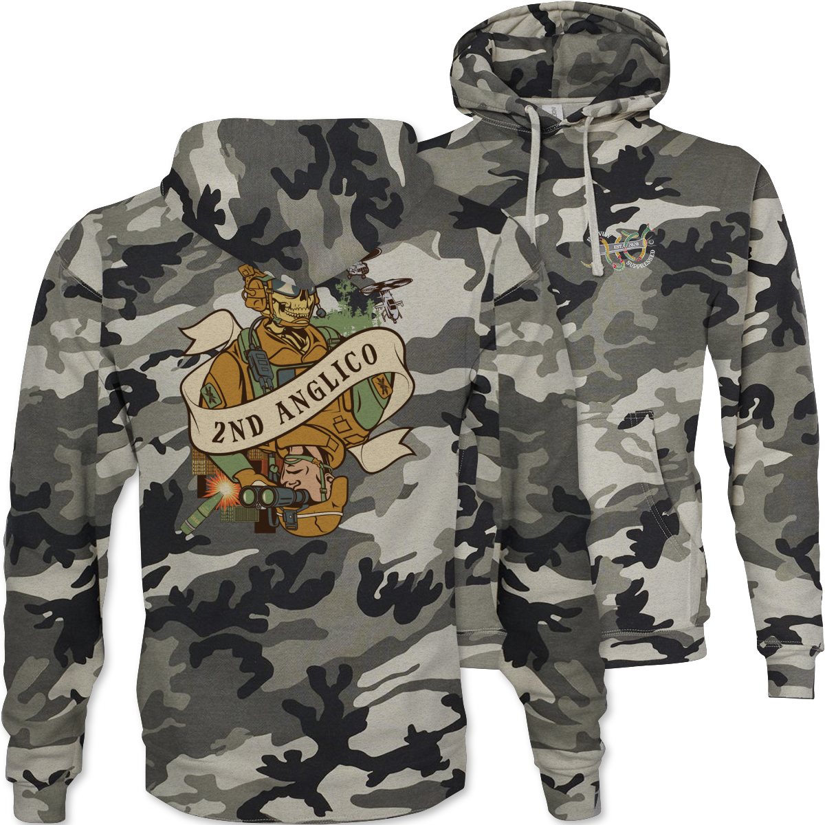 2nd ANGLICO Death Card Camouflage Hoodie