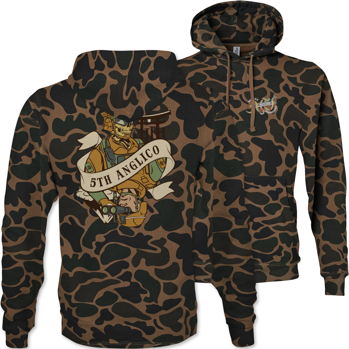 5th ANGLICO Death Card Camouflage Hoodie