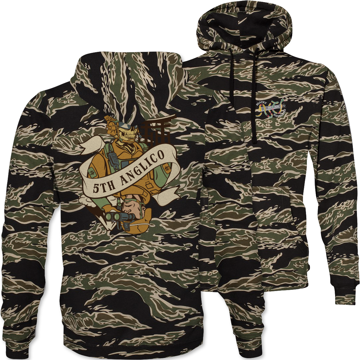 5th ANGLICO Death Card Camouflage Hoodie