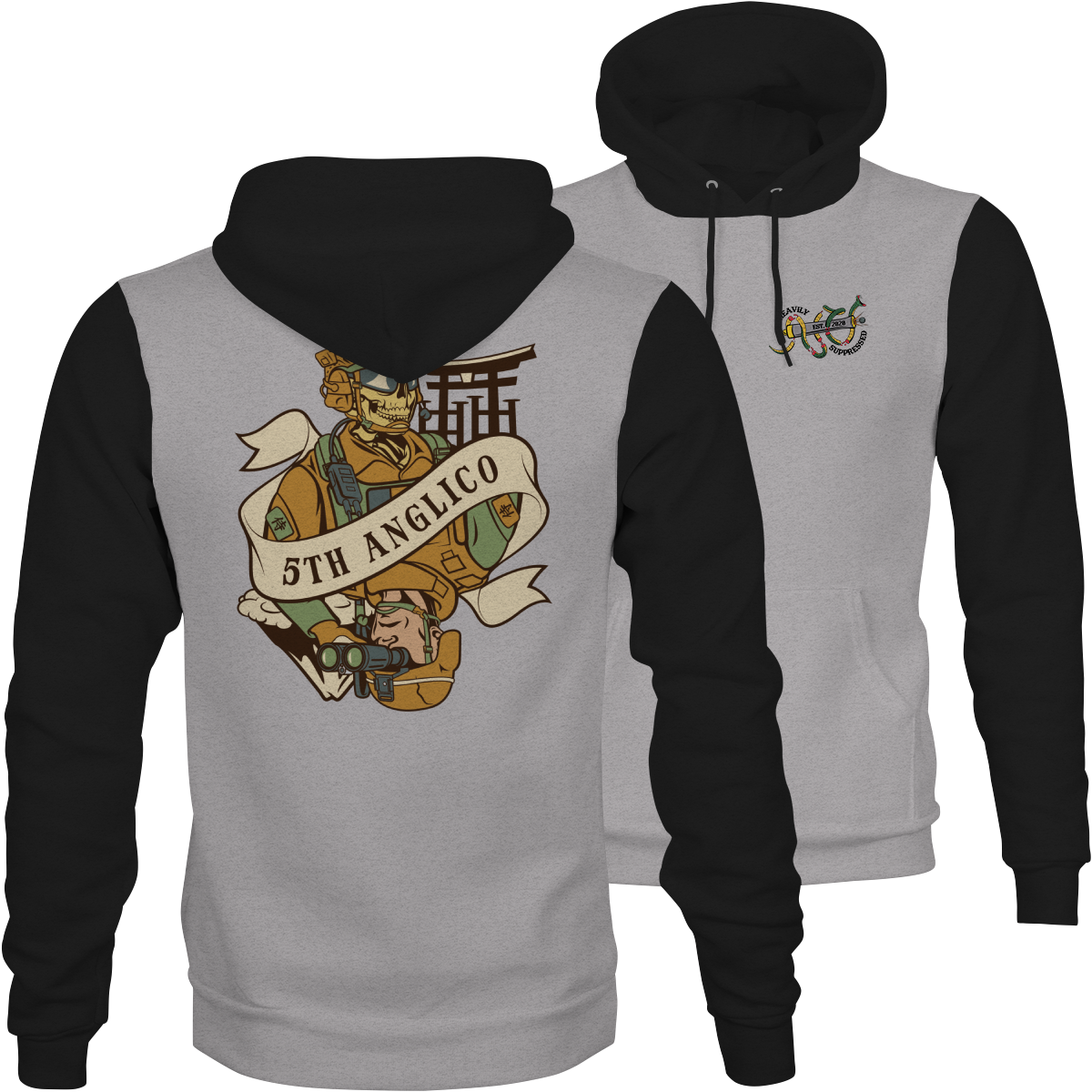 5th ANGLICO Death Card Camouflage Hoodie