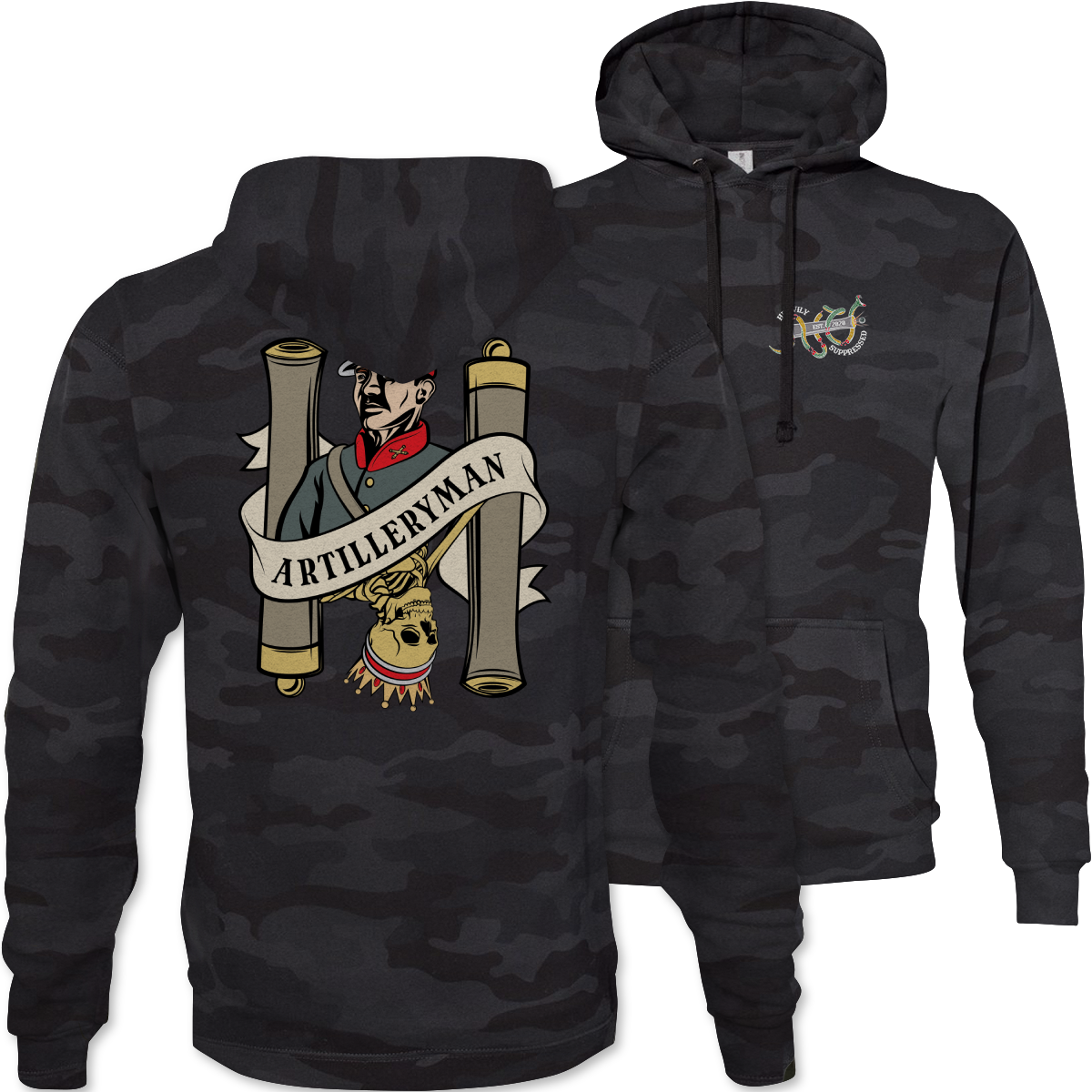 Artilleryman Death Card Camouflage Hoodie