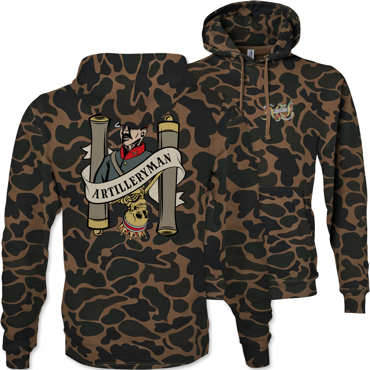 Artilleryman Death Card Camouflage Hoodie