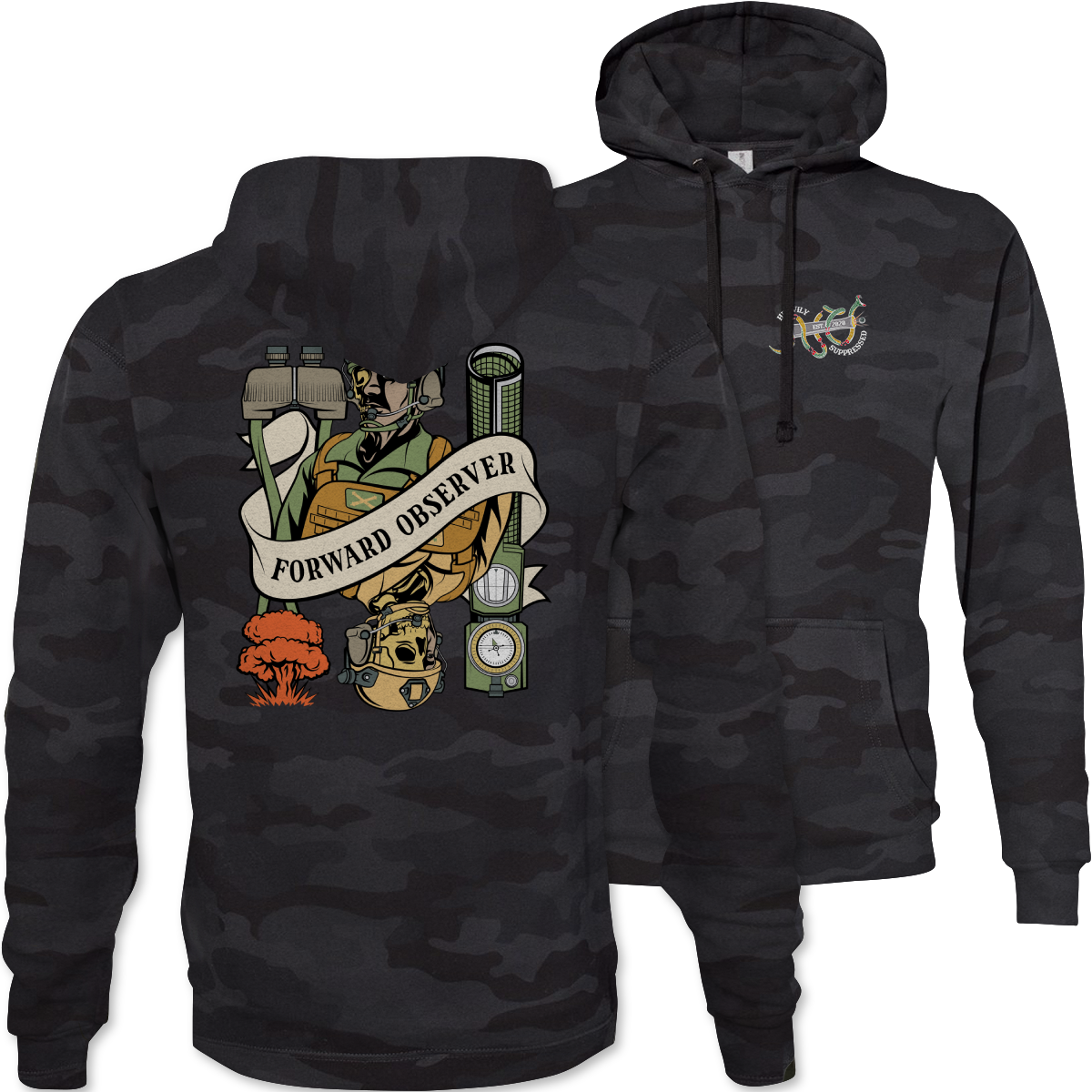 Forward Observer Death Card Camouflage Hoodie