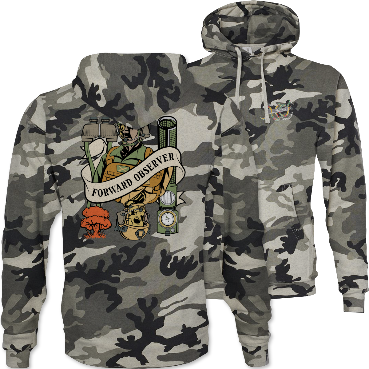 Forward Observer Death Card Camouflage Hoodie