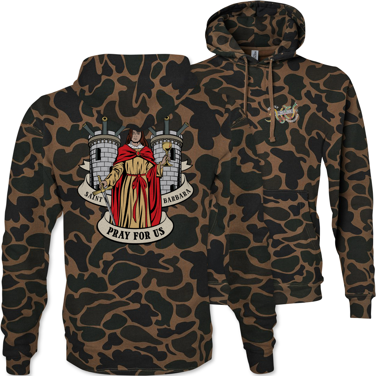 Saint Barbara Death Card Camouflage Hoodie
