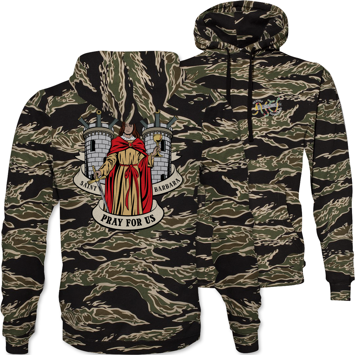 Saint Barbara Death Card Camouflage Hoodie