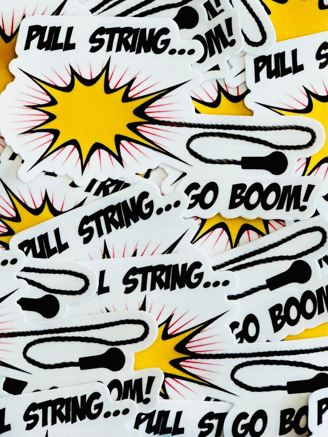Pull String Go Boom - Sticker
